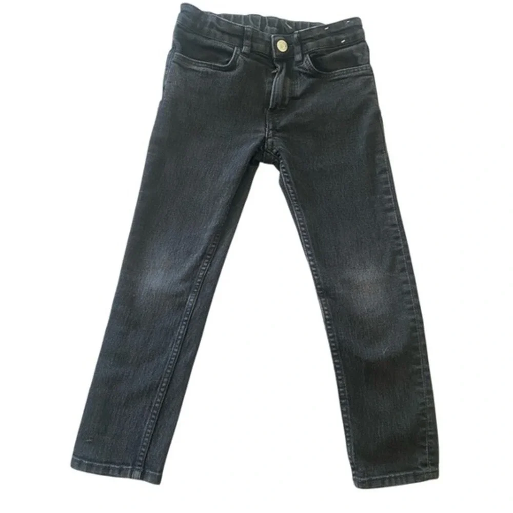 BOYS BLACK DENIM JEANS 5y-6y JEAN ADJUSTABLE ZIPPER‎ WITH SNAP CLOSURE